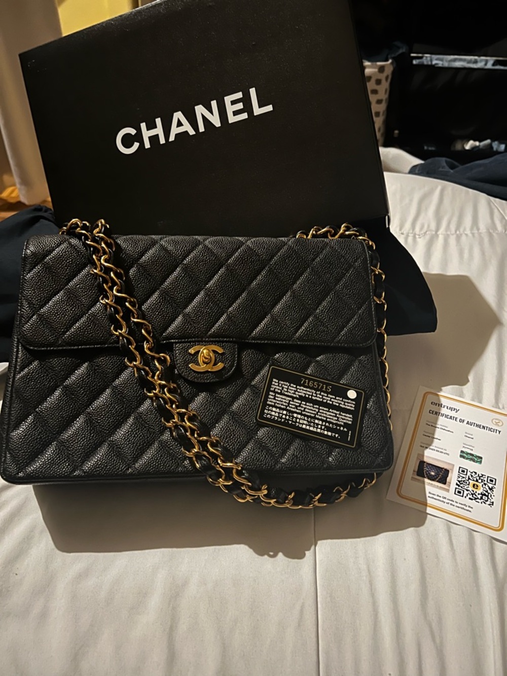 CHANEL Black Caviar Jumbo with 24k gp